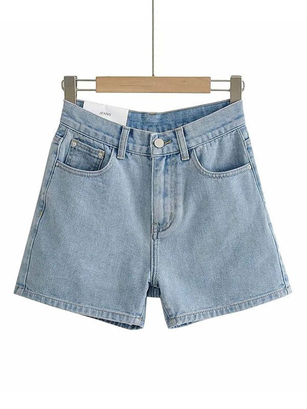 Basic washed denim shorts