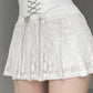 White Y2k pleated mini skirt with lace