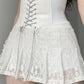 White Y2k pleated mini skirt with lace