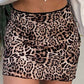 Leopard print mini skirt with mesh inserts