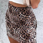 Leopard print mini skirt with mesh inserts