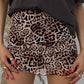 Leopard print mini skirt with mesh inserts