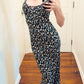 Black vintage summer maxi dress with floral print