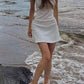 White Vintage Summer Beach Slim Mini Dress