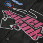 Black vintage motorcycle bomber jacket with embroidery