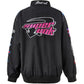 Black vintage motorcycle bomber jacket with embroidery