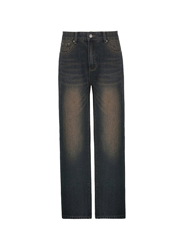 Faded Wash Dark Baggy Boyfriend Jeans