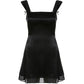 Black mini dress with straps without sleeves