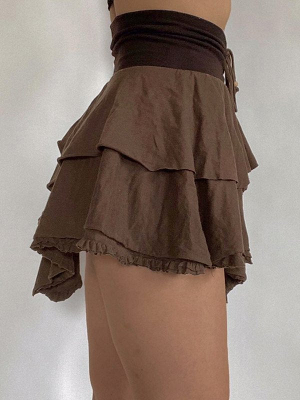 Vintage Lace Double Layer Mini Skirts