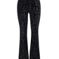 Black vintage flared trousers with embossed velvet and flared legs