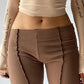 Brown vintage flared trousers with embroidered details