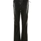 Vintage Black Faux Leather Pants with Cutout Detail