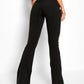 Black flared trousers with V-shaped lacing