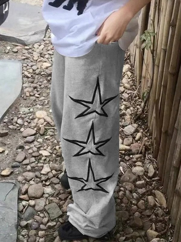 Baggy sweatpants with star embroidery