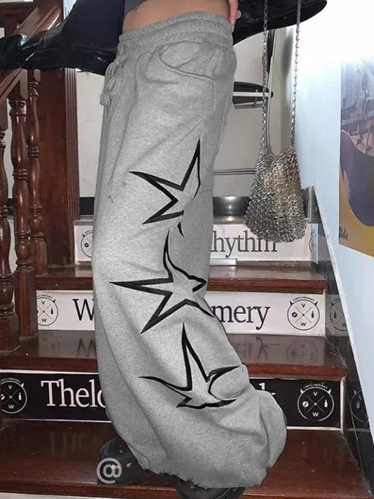 Baggy sweatpants with star embroidery