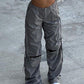 Vintage cargo pants with cutouts and tie belt