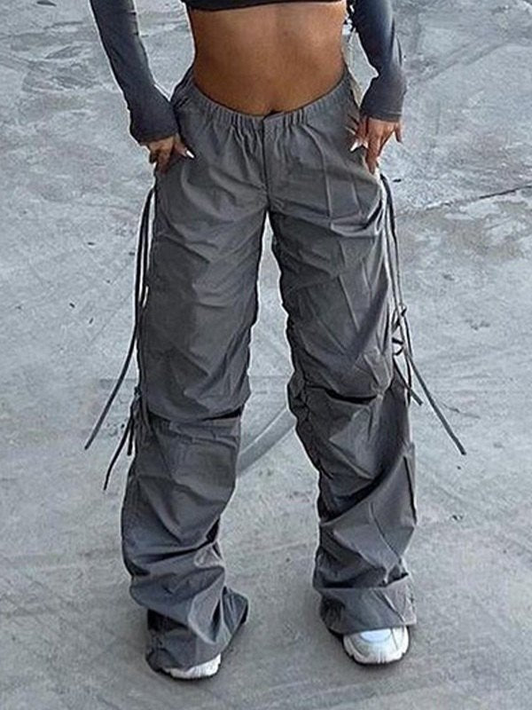 Vintage cargo pants with cutouts and tie belt