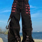 Black Punk Eyelet Strap Cargo Pants