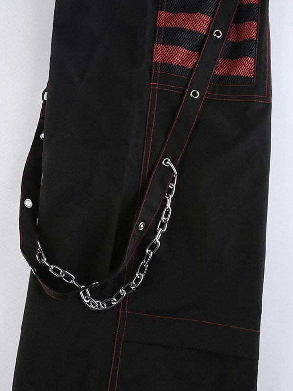 Black Punk Eyelet Strap Cargo Pants