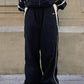 Contrast Retro Panel Baggy Parachute Pants Unisex