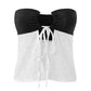 Coquette contrast bandeau crop top with lace