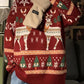 Vintage Red Christmas Deer Crew Neck Sweater