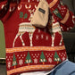 Vintage Red Christmas Deer Crew Neck Sweater