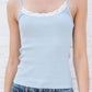 Einfarbiges Basic Spitzen Rippstrick Cami