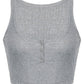 Grey Vintage Button Rib Crop Top