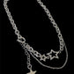 Vintage Silver Necklace with Rhinestone Star Pendant and Layers