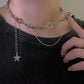 Vintage Silver Necklace with Rhinestone Star Pendant and Layers