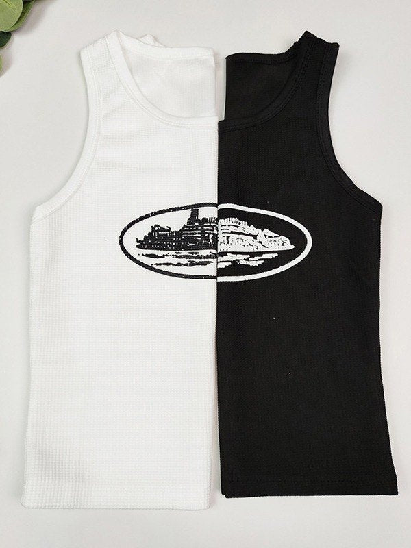 Crop tank top with Landmark logo in white or black