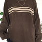 Brown vintage oversized sweater with three stripes