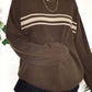 Brown vintage oversized sweater with three stripes