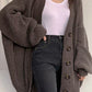 Vintage Solid Color Knit Cardigan with Buttons and Long Length