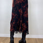 Vintage midi skirt with mesh inserts and floral pattern