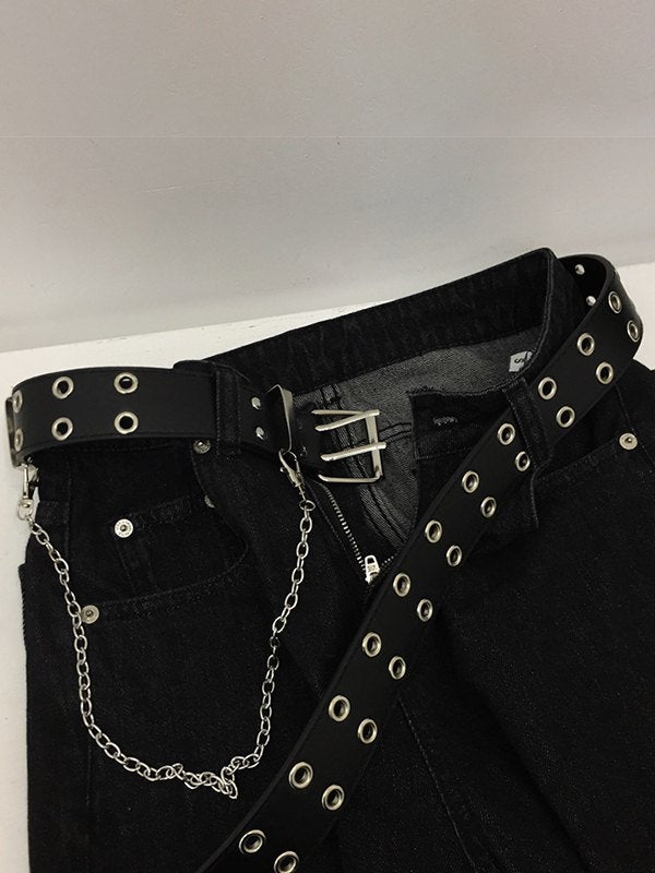 JY Punk Double Eyelet Chain Belt with Buckle/Punk Double Eyelet Chain Belt with Buckle