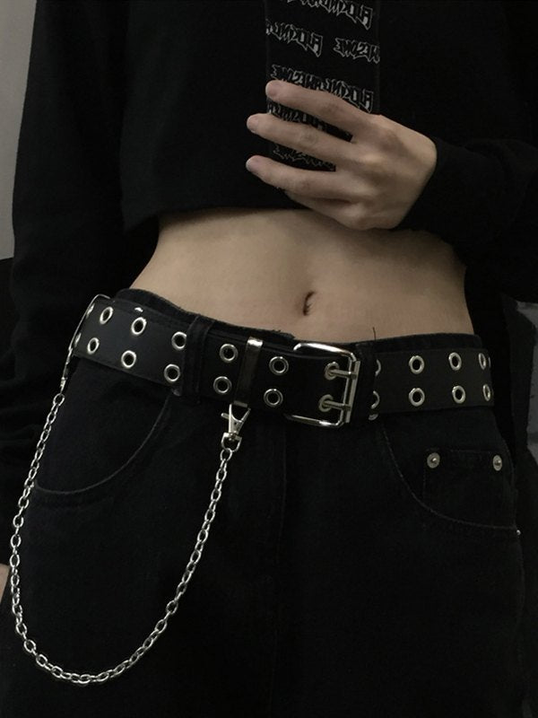 JY Punk Double Eyelet Chain Belt with Buckle/Punk Double Eyelet Chain Belt with Buckle