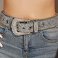 Y2k targeted sequin buckle belt with rhinestones