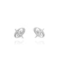 Silver Y2K earrings with oval star pattern