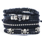 Punk 4 Piece PU Leather Bracelet Set with Skull