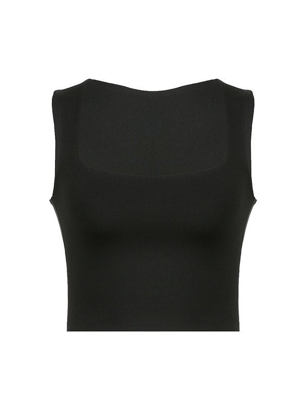 Black Classic Basic Crop Tank Top