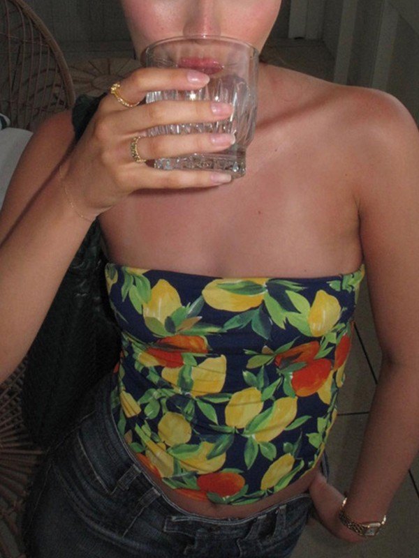 Vintage Hawaiian Printed Bandeau Top