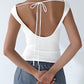 White vintage backless tank top with waterfall neckline