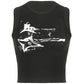 Black ribbed crop tank top with guitar motif