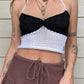 Multicolored Y2k Lace Up Knit Crop Top