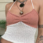 Multicolored Y2k Lace Up Knit Crop Top