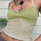 Multicolored Y2k Lace Up Knit Crop Top