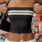 Black Vintage Knit Striped Bandeau Crop Top