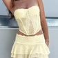 Vintage Lace Panels Bandeau Top &amp; Mini Skirt Two Piece Set